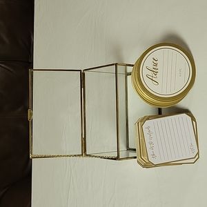 Elegant Glass Box with Gold Trim, with Wedding Advice Card Set